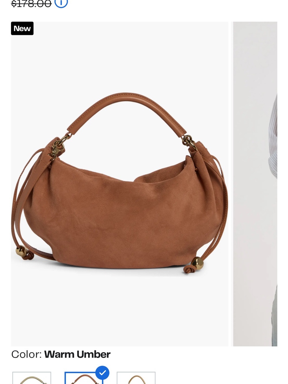 Madewell Camren Gathered Suede Shoulder Bag NWT - Picture 8 of 9